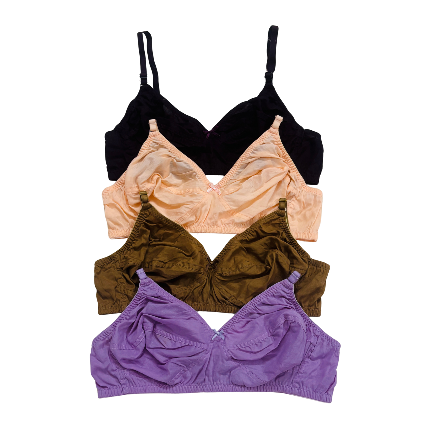 Stylish Vibrant Boiled Cotton Bra (4 Pcs)