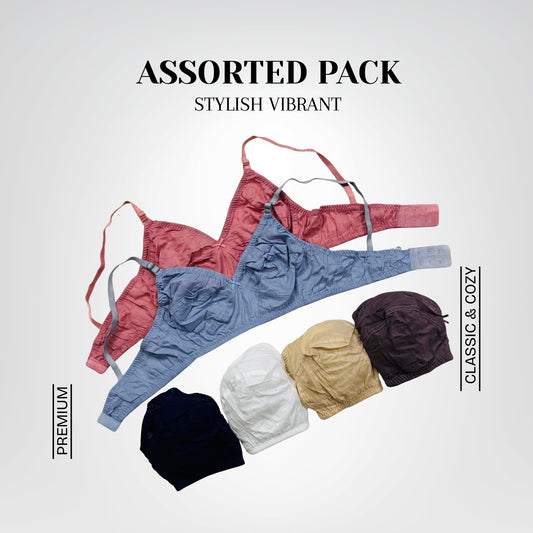 Stylish Vibrant Boiled Cotton Bra (6 Pcs)