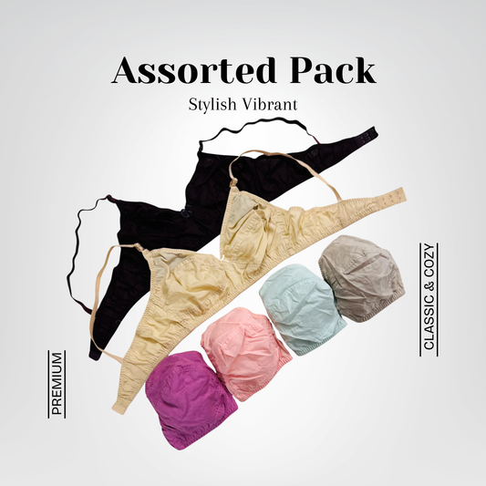 Stylish Vibrant Boiled Cotton Bra (6 Pcs)
