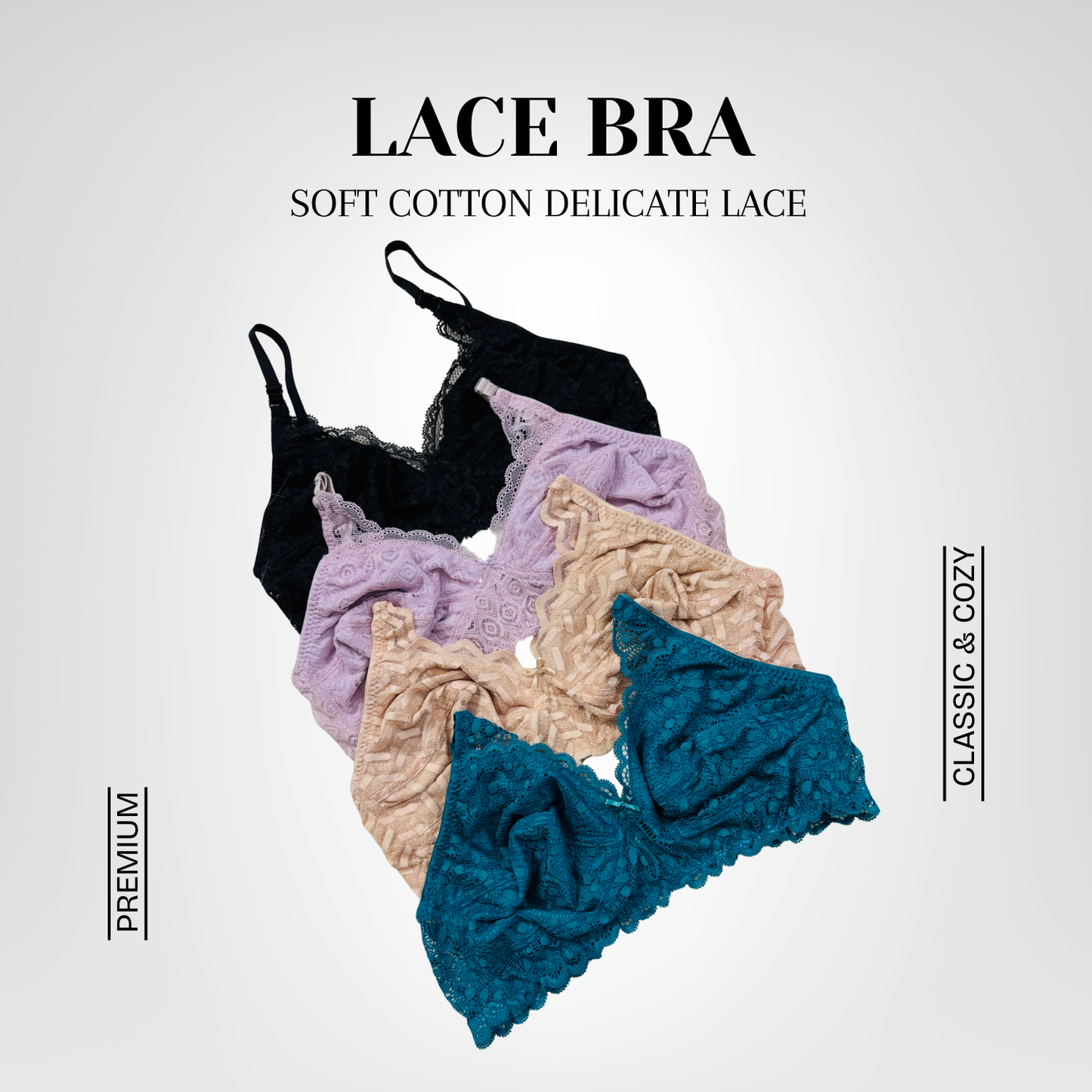 Elegant Lace Bra Set – Soft Cotton and Delicate Lace