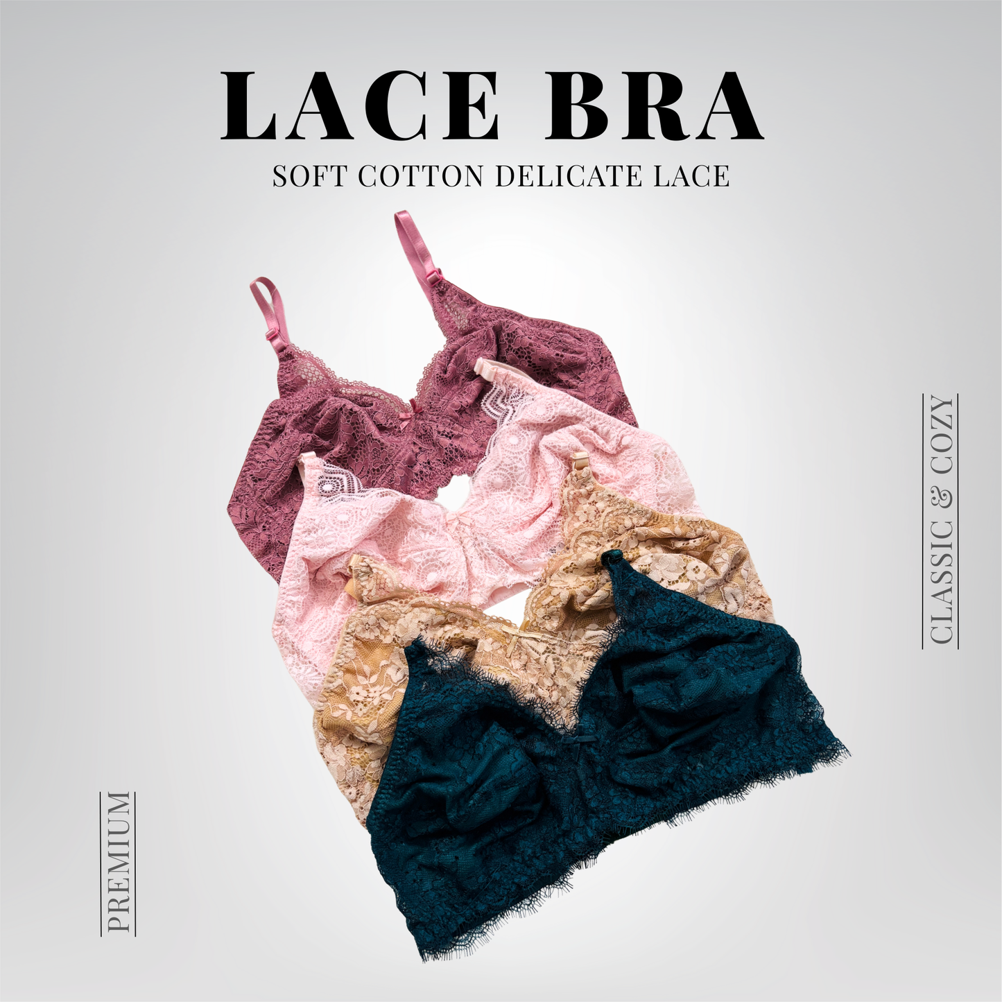 Elegant Lace Bra Set – Soft Cotton and Delicate Lace