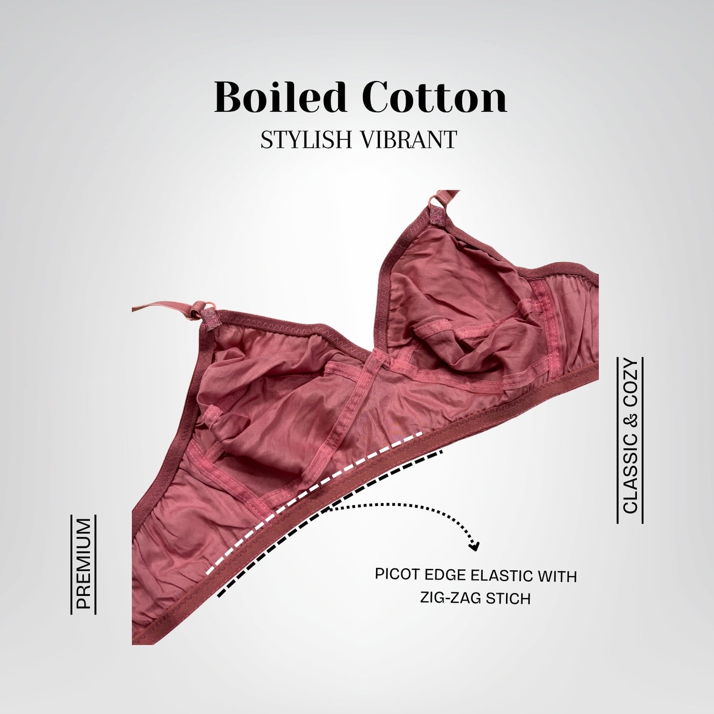 Stylish Vibrant Boiled Cotton Bra