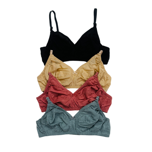 Stylish Vibrant Boiled Cotton Bra (4 Pcs)
