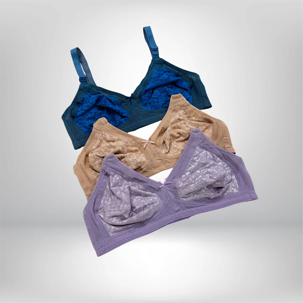 Full Cup Net Bras: 3-Piece Set