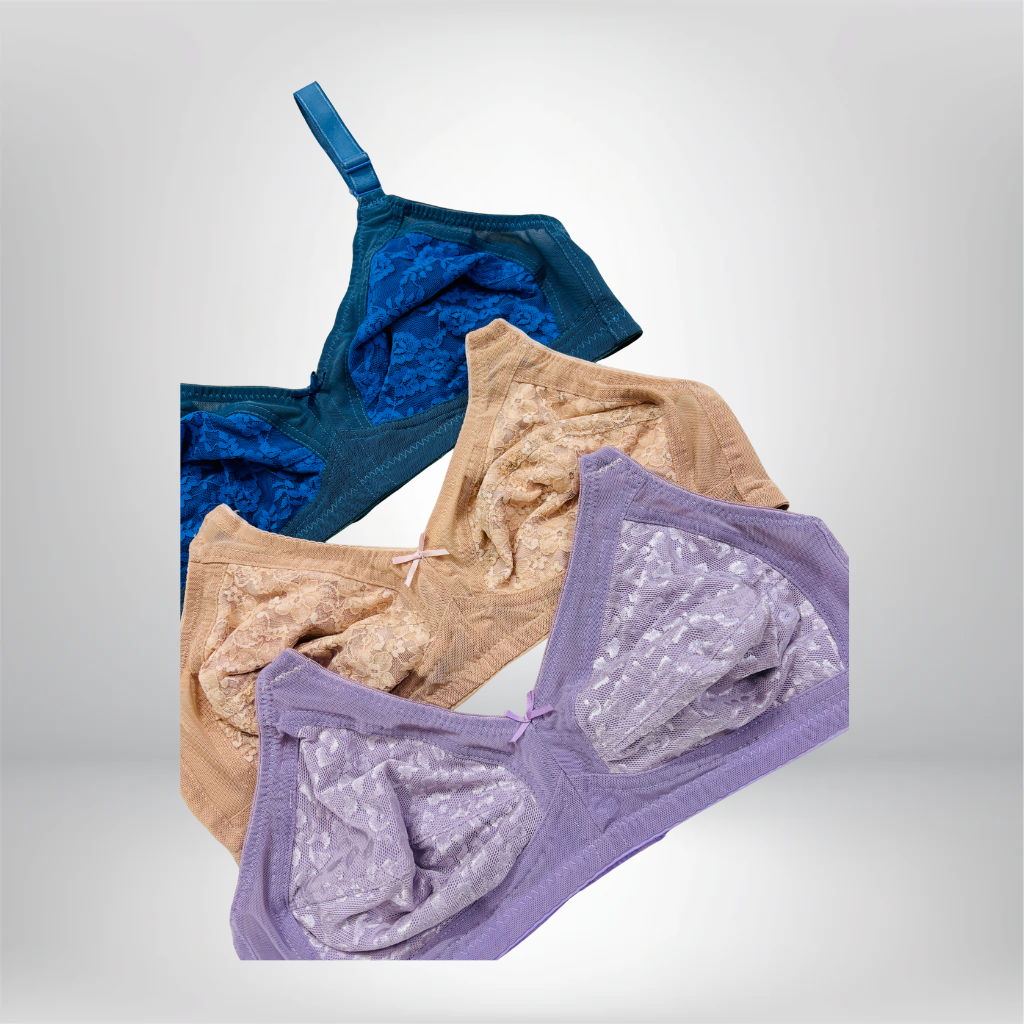 Full Cup Net Bras: 3-Piece Set