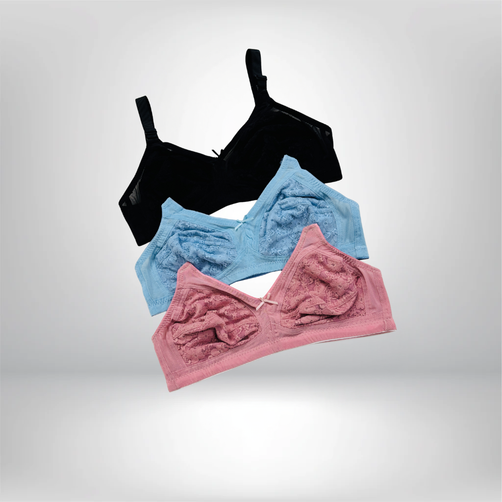 Full Cup Net Bras: 3-Piece Set