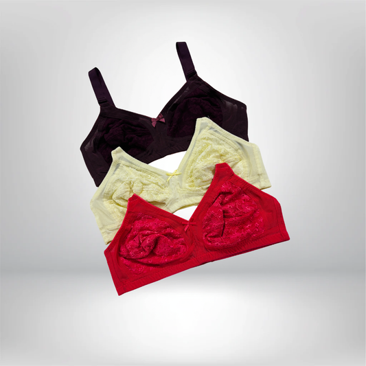 Full Cup Net Bras: 3-Piece Set