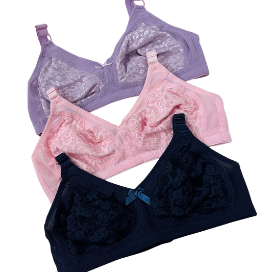 Full Cup Net Bras: 3-Piece Set
