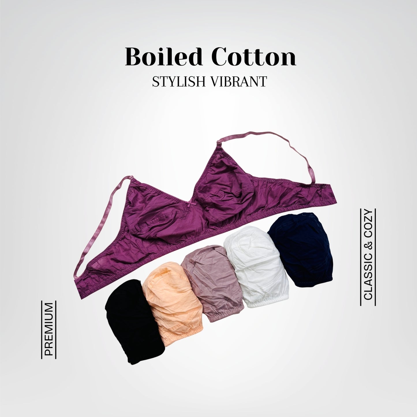 Stylish Vibrant Boiled Cotton Bra (6 Pcs)
