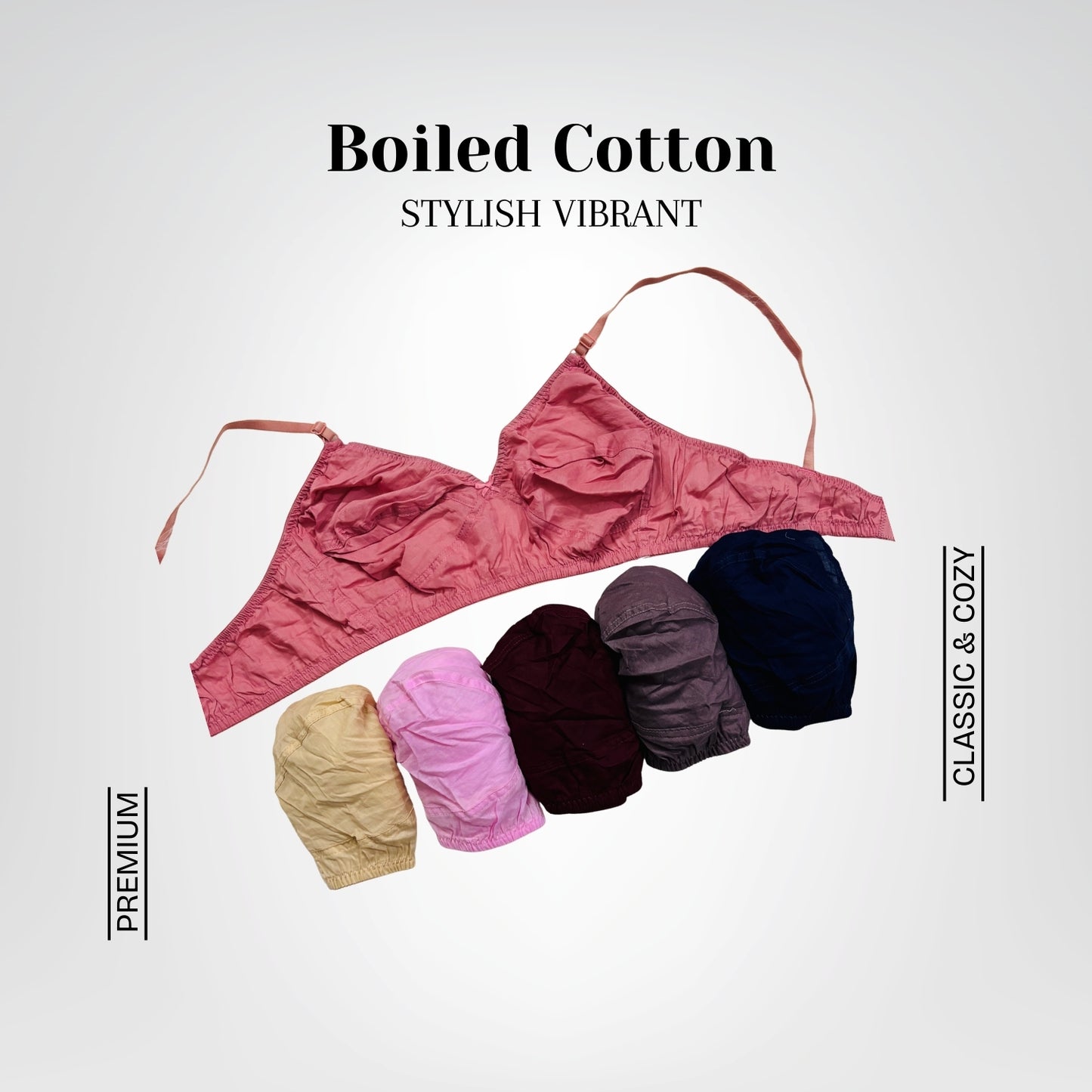 Stylish Vibrant Boiled Cotton Bra (6 Pcs)
