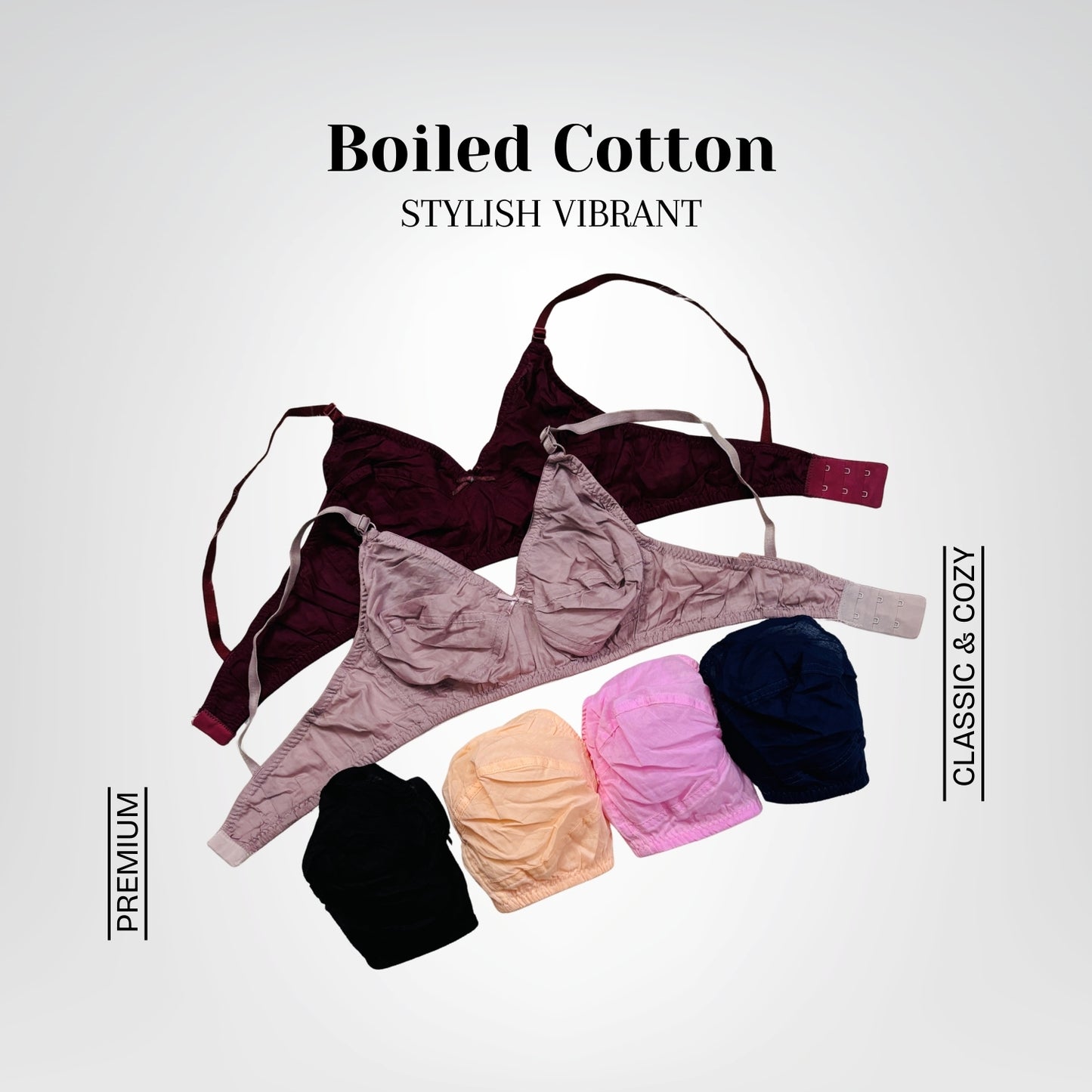 Stylish Vibrant Boiled Cotton Bra (6 Pcs)