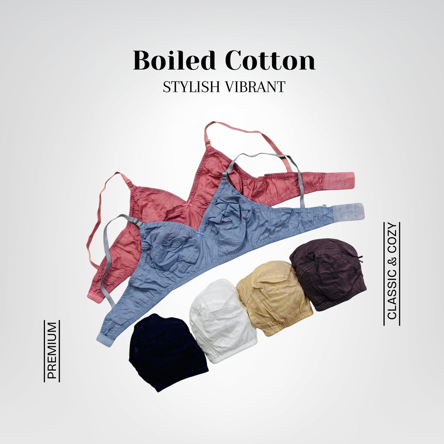Stylish Vibrant Boiled Cotton Bra (6 Pcs)